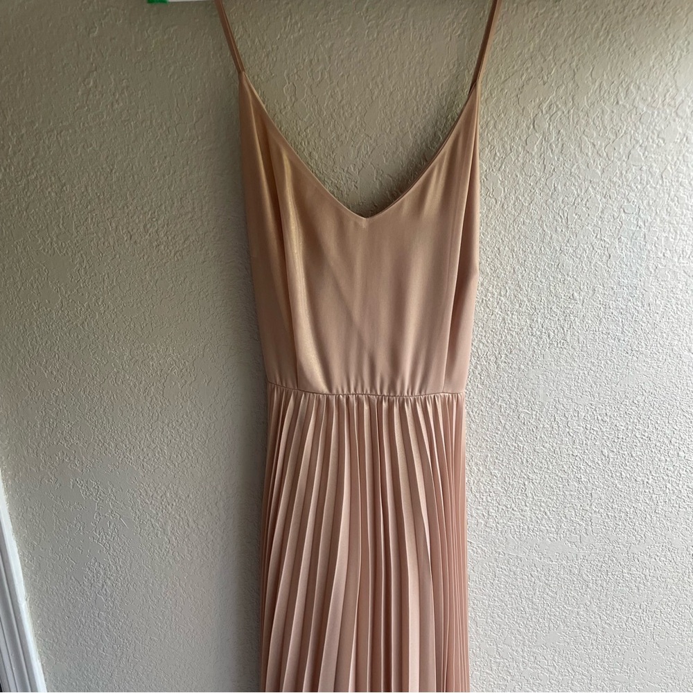 Lauren Conrad Pleated Rose Gold Knee-Length Dress